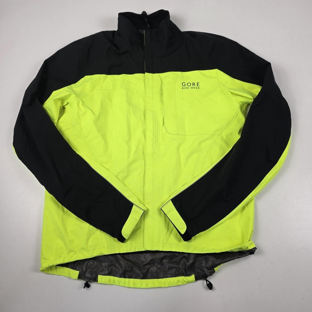Gore Bike Wear Jacket Mens Medium Yellow Black Gore-Tex Windbreaker Cycling